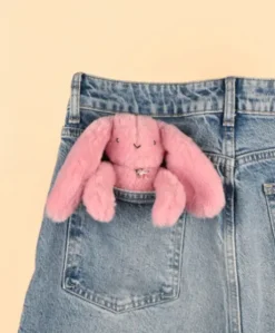Porte clé en peluche Lapin Rose - 18 cm - Lapin Fleurette
