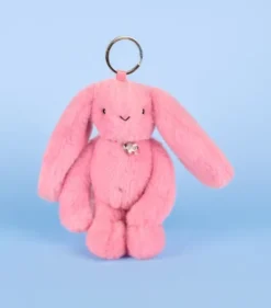 Porte clé en peluche Lapin Rose - 18 cm - Lapin Fleurette