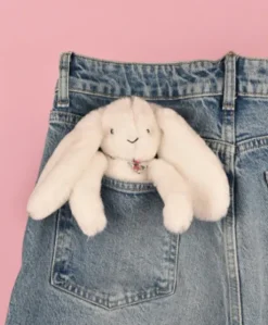Porte clé en peluche Lapin Blanc- 18 cm - Lapin Fleurette