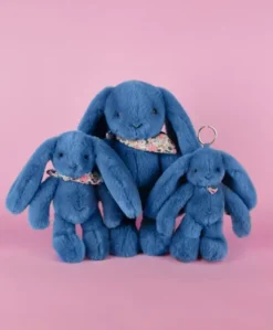 Porte clé en peluche Lapin Bleu- 18 cm - Lapin Fleurette