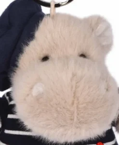 Porte clé hippopotame avec béret et marinière- 15 cm