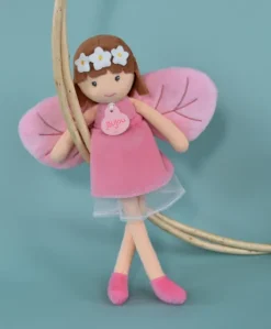 Poupée fée de la forêt en tissu rose - Diane - 25  cm