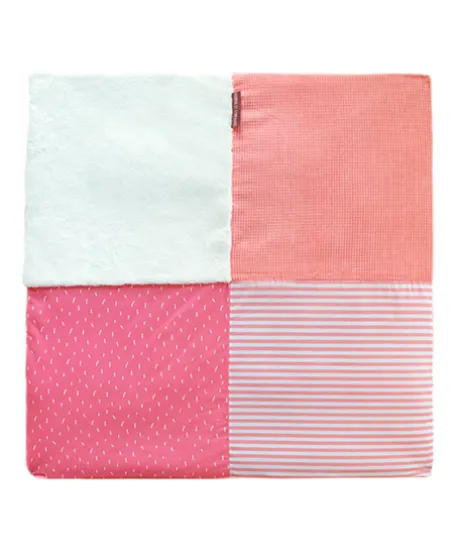 Tapis d'éveil Bébé - Corail / Blanc - 100 X 100 cm