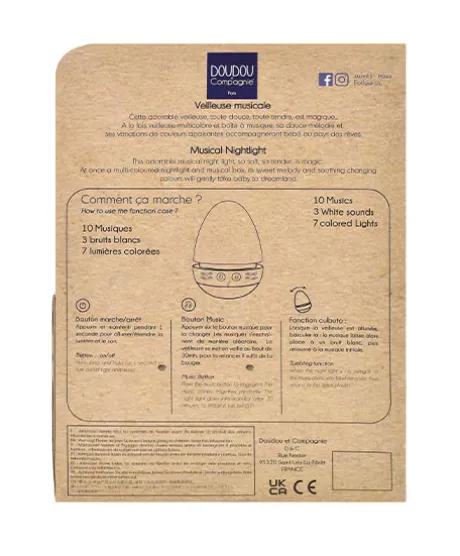 Veilleuse bebe musicale Culbuto verte - 16 cm